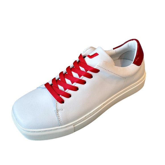NIB JOSHUA SANDERS SQUARED TOE LEATHER SNEAKERS - Picture 1 of 9